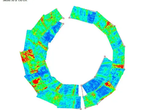 Plano interpretativo de resultados GPR del Espesador T5