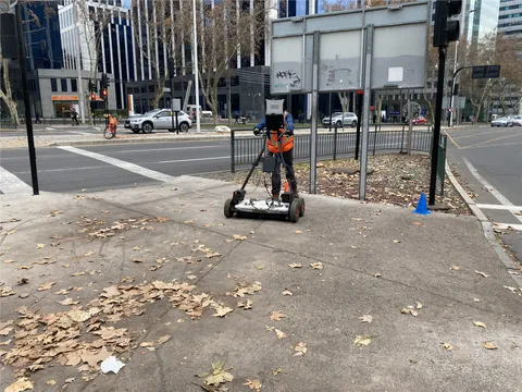 Levantamiento con georradar en un proyecto de construcción en Santiago