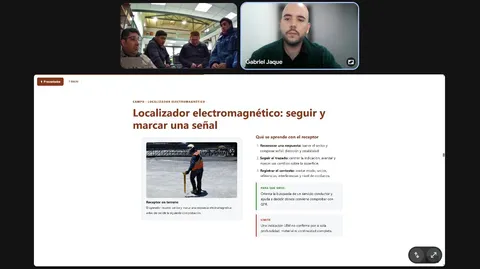 Diapositiva sobre el uso del localizador electromagnético compartida durante la sesión con el equipo de Ingesud