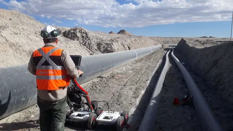 Prospección con georradar junto a ductos de gran diámetro